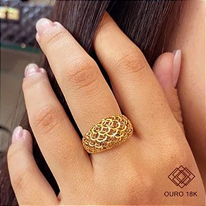 Anel Vazado Diamantado Ouro 18k