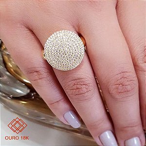 Anel Chuveiro Ouro 18k Com Zircônias