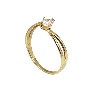 Anel Solitário Ouro 18k Zircônia 15 Pontos