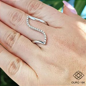 Anel Z Ouro 18k Branco Zircônias