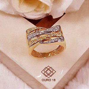 Anel Ouro 18k Zircônias