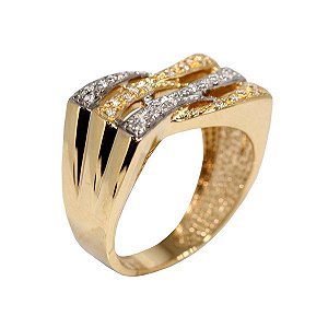 Anel Ouro 18k Zircônias