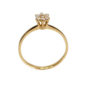 Anel Flor Ouro 18k com Moissanite