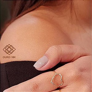 Anel Coração Vazado Ouro 18k