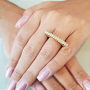 Anel Aparador Bruges Ouro 18k Zircônias
