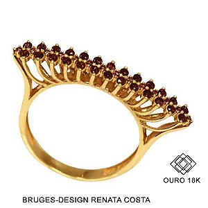 Anel Aparador Bruges Ouro 18k Zircônias