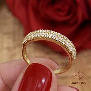 Anel Aparador Ouro 18k Zircônias