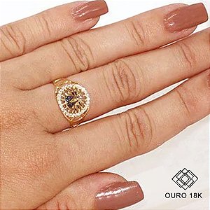 Anel Nossa Senhora Aparecida Ouro 18k Zircônias