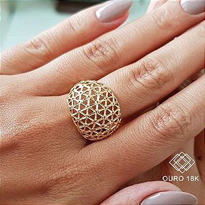 Anel Vazado Diamantado Ouro 18k
