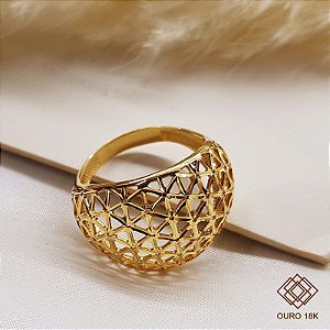 Anel Vazado Diamantado Ouro 18k