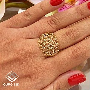 Anel Vazado Diamantado Ouro 18k