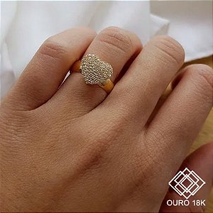 Anel Chuveiro Coração Ouro 18k Zircônias
