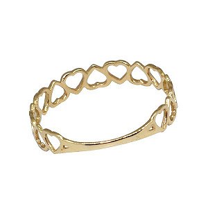 Anel Corações Ouro 18k
