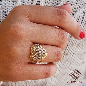 Anel Coração Diamantado Ouro 18k