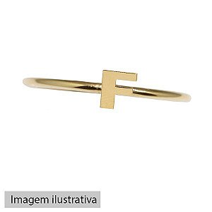 Anel Letra F Ouro 18k