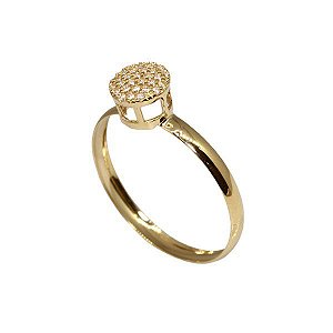 Anel Chuveiro Redondo Ouro 18k Zircônias