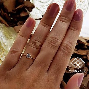 Anel Solitário Ouro 18k Zircônia