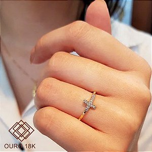 Anel Terço Ouro 18k Zircônias