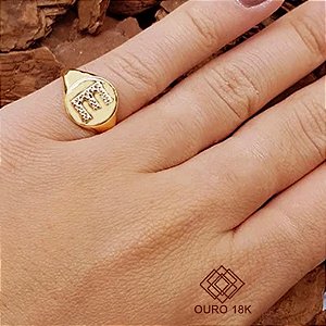 Anel Dedinho Letra E Ouro 18k