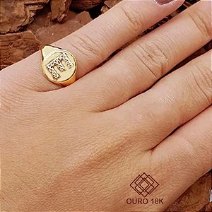 Anel Dedinho Letra E Ouro 18k