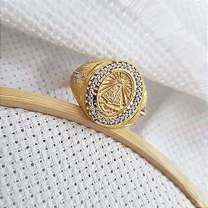Anel Nossa Senhora Aparecida Ouro 18k