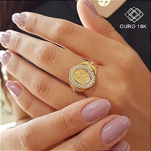 Anel Nossa Senhora Aparecida Ouro 18k