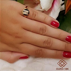 Anel Dedinho Letra N Ouro 18k Zircônias