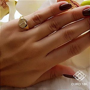 Anel Dedinho Letra T Ouro 18k