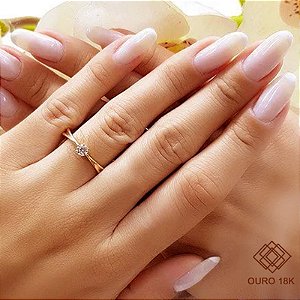 Anel Solitário Ouro 18k - Brilhante Moissanite 20pts