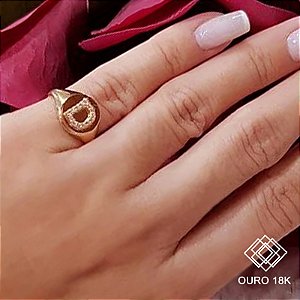 Anel Dedinho Letra D Ouro 18k