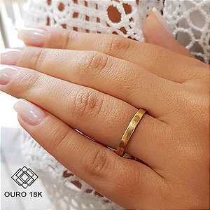 1 Aliança Quadrada Casamento Ouro 18k