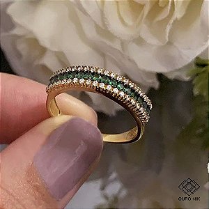 Anel Aparador Ouro 18k Zircônias