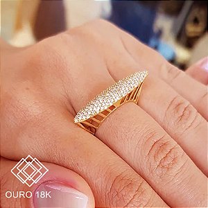 Anel Pavê Ouro 18k Zircônias