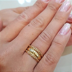 Anel Aparador Filigrana Ouro 18k