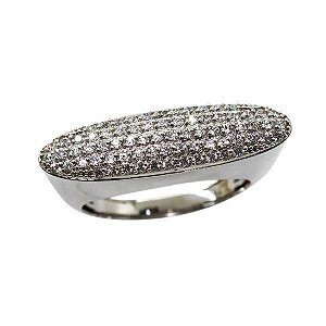 Anel Pavê Ouro Branco 18k Brilhante Moissanite 48 Pts