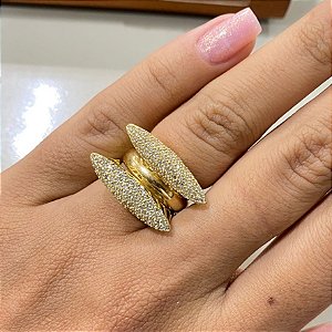 Anel Pavê Ouro 18k Zircônias