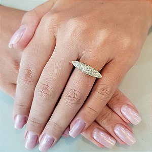 Anel Pavê Ouro 18k Zircônias