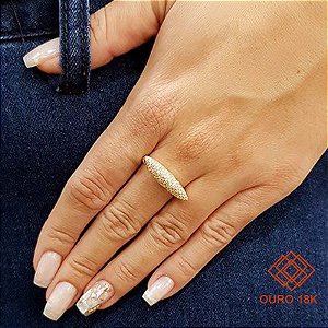 Anel Pavê Ouro 18k Zircônias