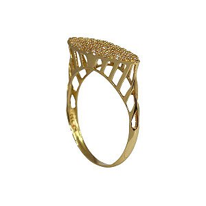 Anel Pavê Ouro 18k Zircônias