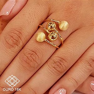Anel Esferas Ouro 18k