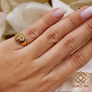 Anel Dedinho Letra P Ouro 18k Zircônias