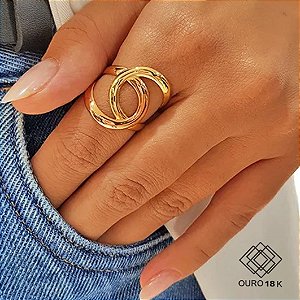 Anel Entrelaçado em Dois tons de Ouro 18k
