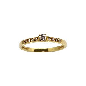 Anel Solitário Ouro 18k Diamantes