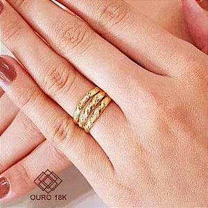 Anel 3 Aros Ouro 18k