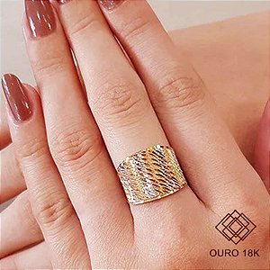 Anel 3 Cores Ouro 18k