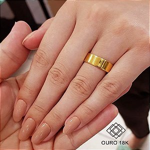 1 Aliança Casamento Ouro 18k Quadrada