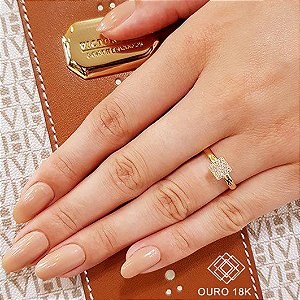 Anel Chuveiro Quadrado Ouro 18k Zircônias