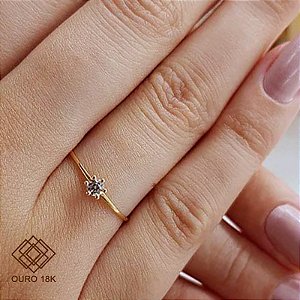 Anel Solitário Ouro 18k Zircônia