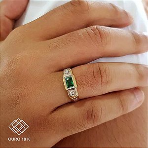 Anel Formatura Fisioterapia Masculino Ouro 18k Zircônia