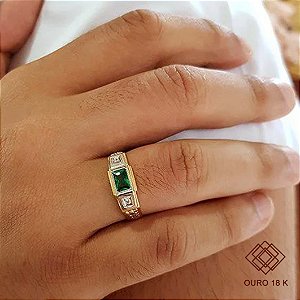 Anel Formatura Zootecnia Masculino Ouro 18k Zircônia